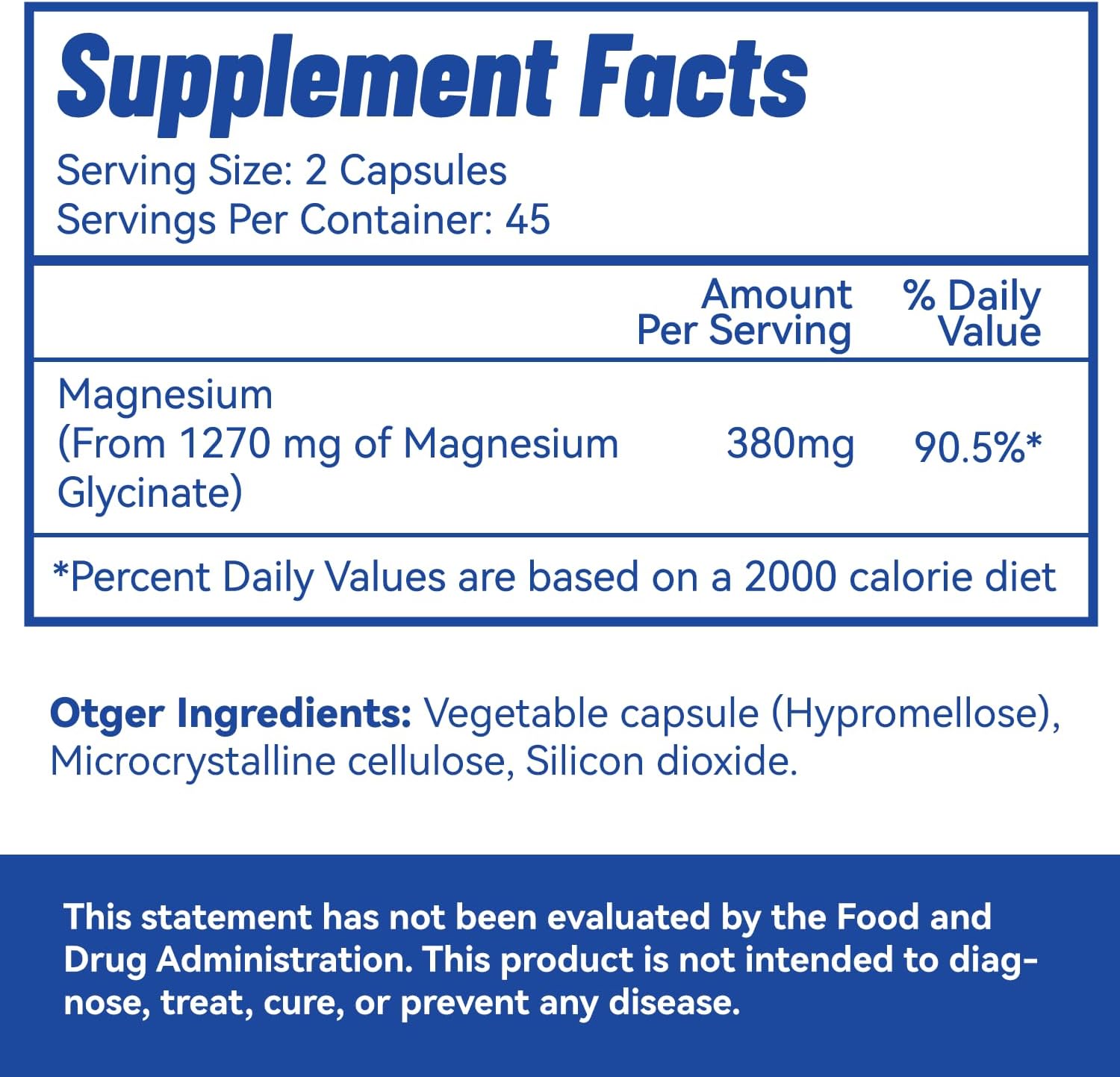 High Absorption Magnesium Glycinate Capsules 380mg - 90 Count Supplement for Muscle, Heart, Nerve Support - Non-GMO & Gluten Free