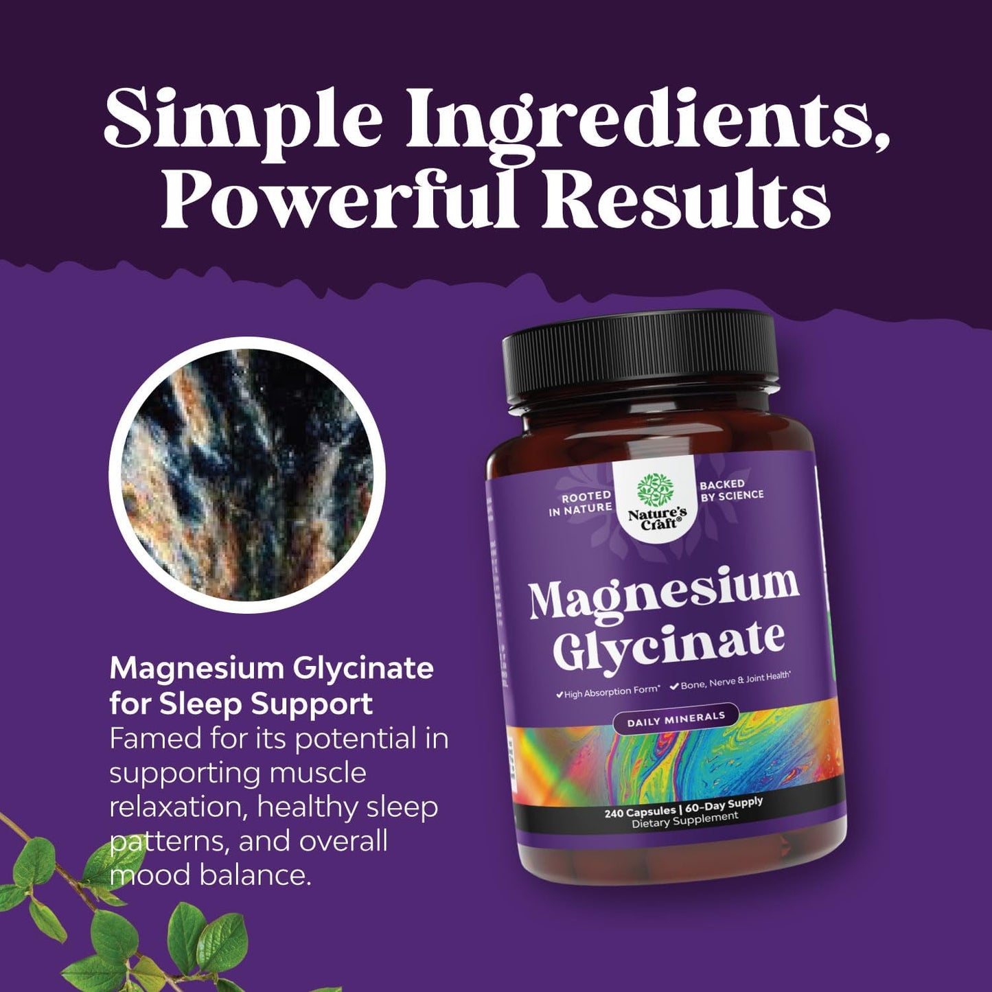 High Absorption Magnesium Glycinate Capsules for Sleep, Muscle, Bone & Nerve Support - 500mg, Chelated, GMP Certified - 240 Count