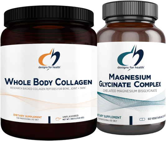 High Absorption Magnesium Glycinate Complex & Collagen Bundle - Supports Bones, Skin, & Joints - 60 Capsules & 30 Servings - BoostGo Australia