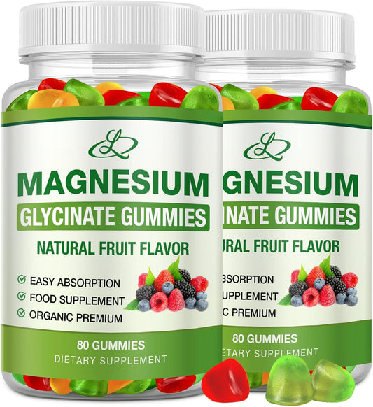 High Absorption Magnesium Glycinate Gummies 600mg for Adults & Kids - Potassium Magnesium Supplement for Sleep - 160 Count