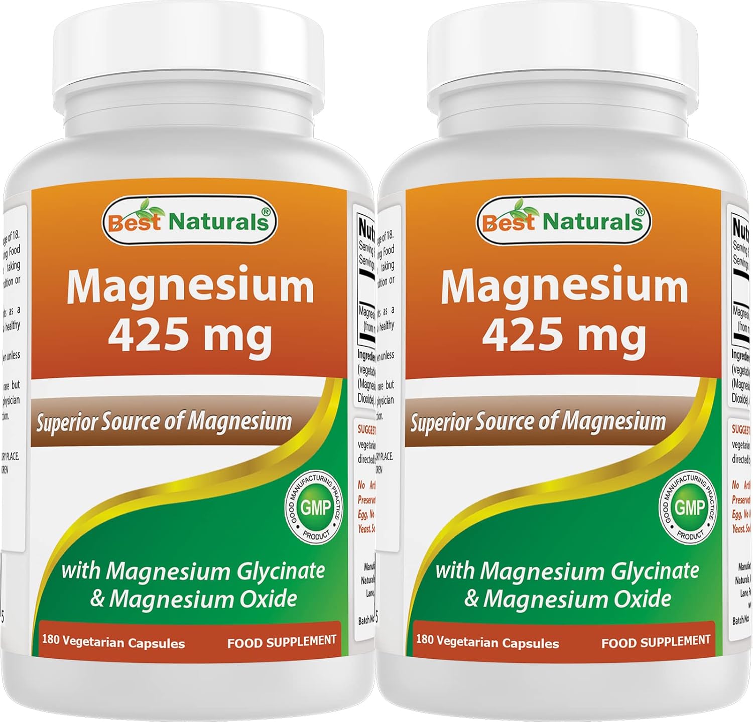 High Absorption Magnesium Glycinate & Magnesium Oxide Chelated Capsules - Non-GMO, Gluten Free Muscle Relax - 360 Count