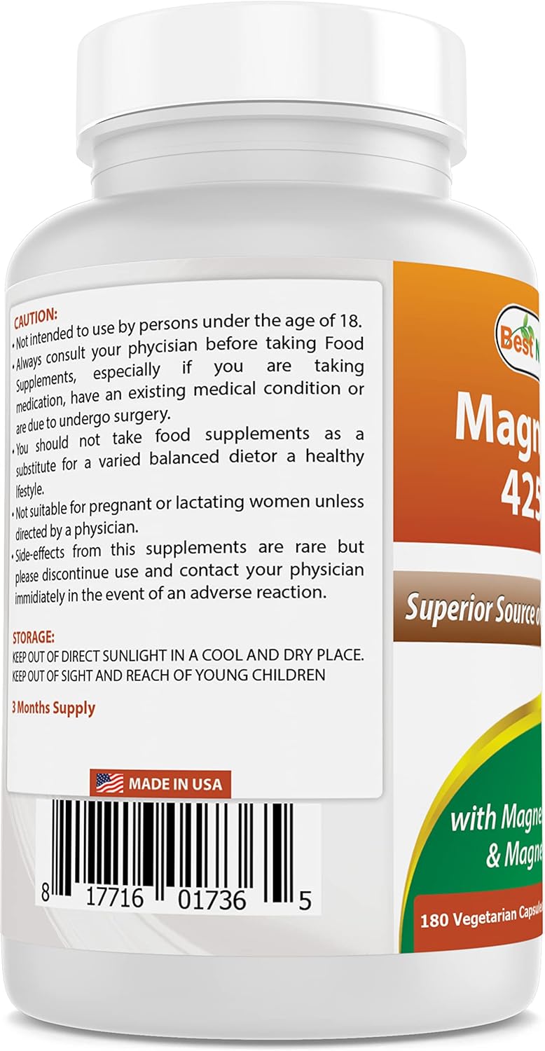 High Absorption Magnesium Glycinate & Magnesium Oxide Chelated Capsules - Non-GMO, Gluten Free Muscle Relax - 360 Count