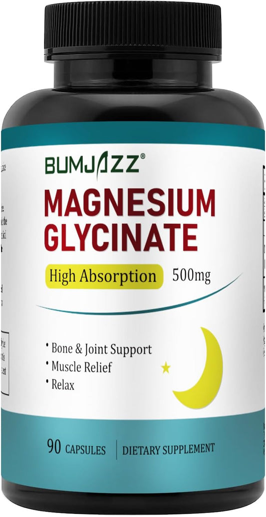 High Absorption Magnesium Glycinate Supplement - 500mg Chelated Mineral Capsules - 90 Count - Essential Magnesium Supplement - BoostGo Australia