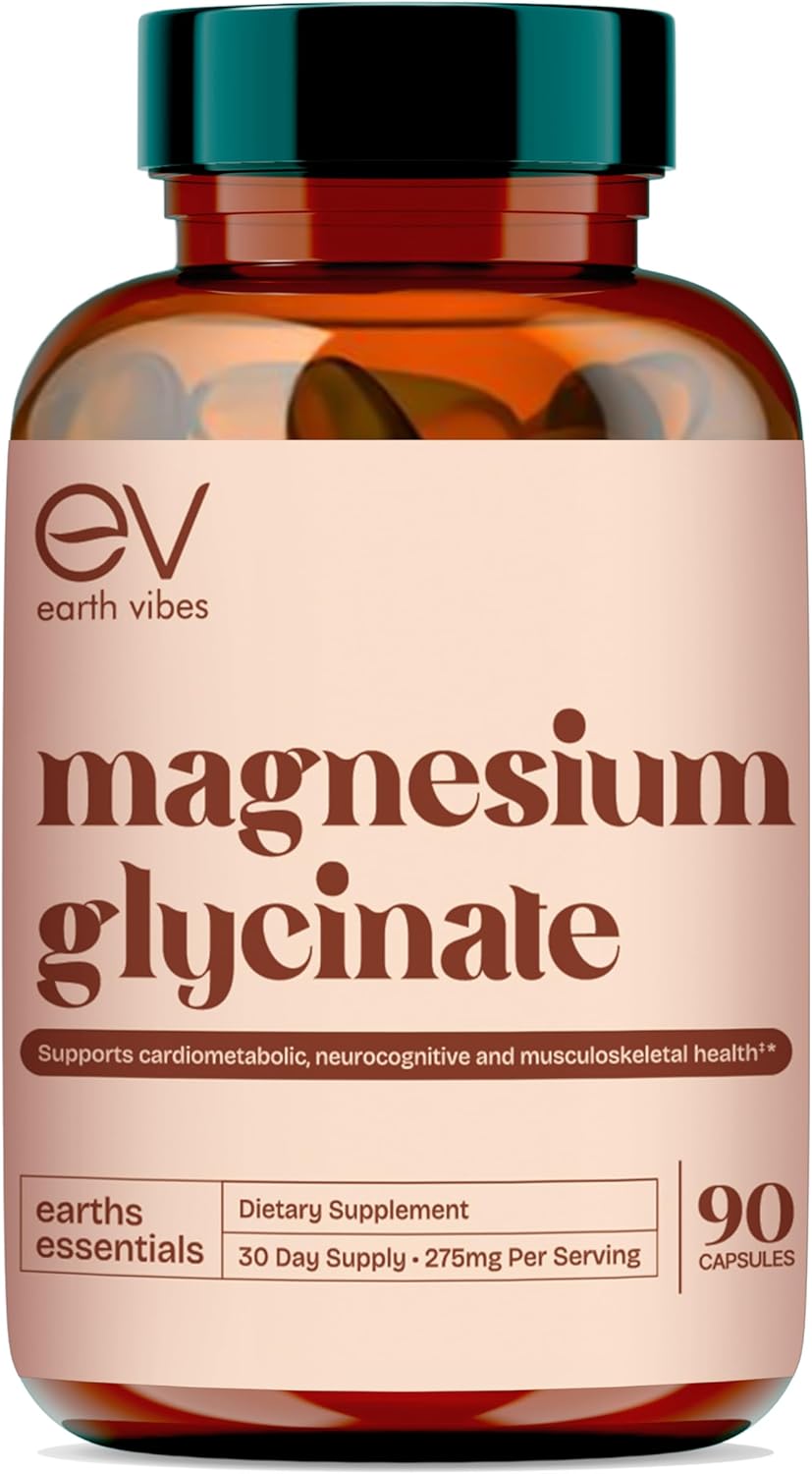 High Absorption Magnesium Glycinate Supplement - 90 Vegan Capsules for Restful Sleep & Calm Mood - Supports Muscle, Bone, and Nerve Health