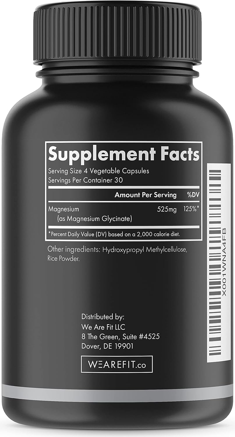 High Absorption Magnesium Glycinate Supplement 525mg - Vegan & Non-GMO - 120 Capsules - Supports Magnesium Levels