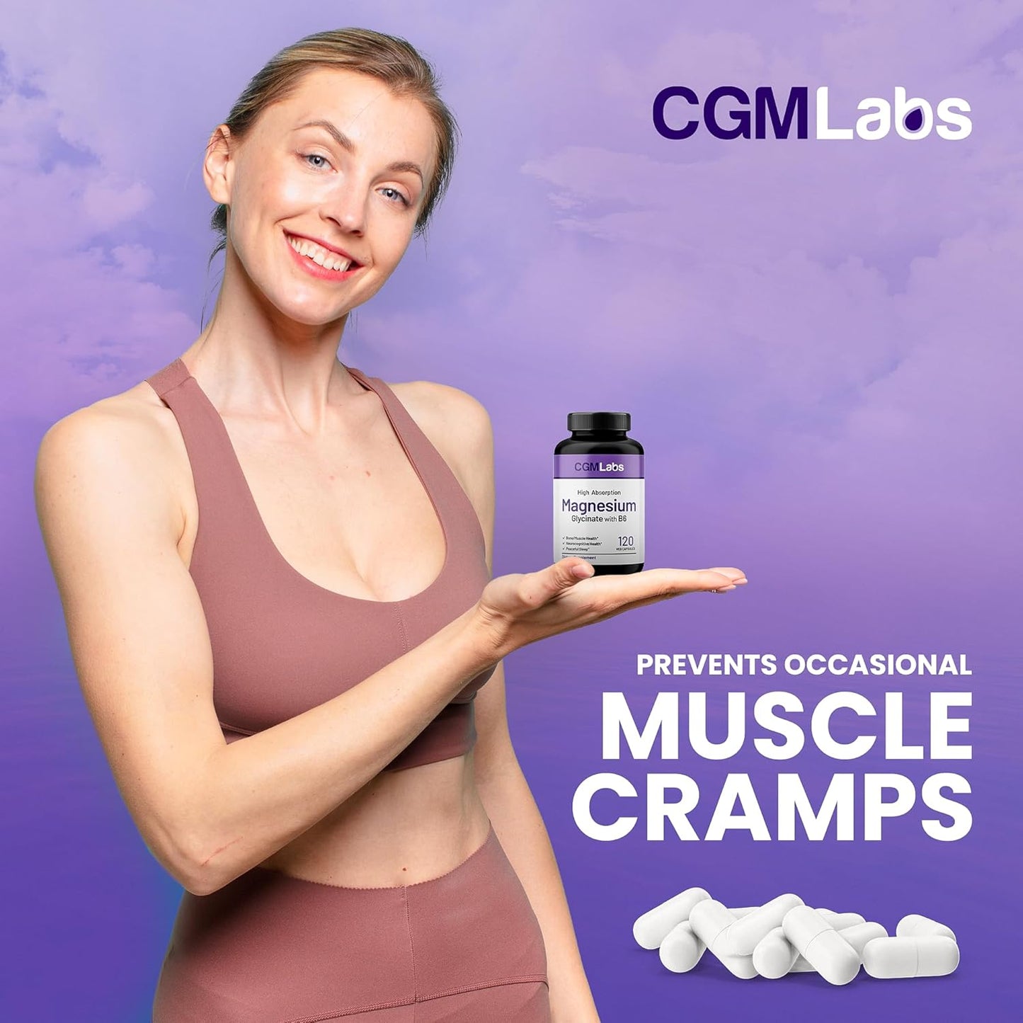 High Absorption Magnesium Glycinate & Vitamin B6 Supplement for Energy, Calm, Relaxation, and Muscle Health - Non-GMO, Gluten-Free, 3rd Party Tested by CGMLabs