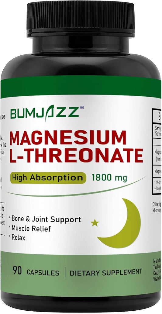 High Absorption Magnesium L-Threonate Capsules for Rest and Cognitive Support - 1,800 mg - 90 Count