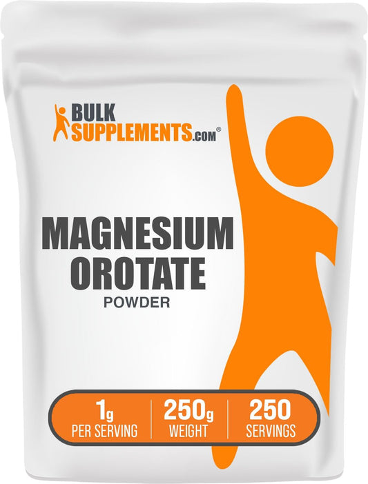 High Absorption Magnesium Orotate Powder - Gluten Free, 1000mg (65mg Magnesium) per Serving - 250g (8.8 oz) - Pack of 1