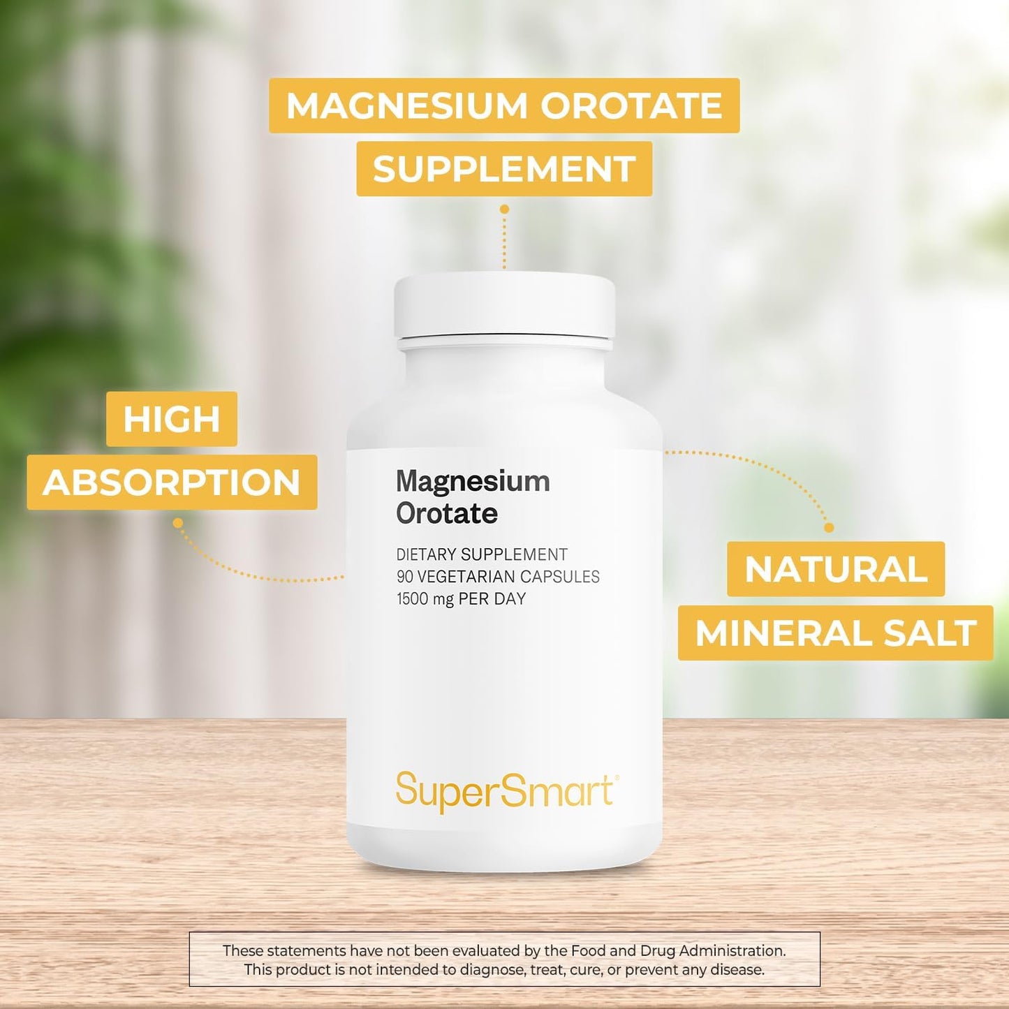 High Absorption Magnesium Orotate Supplement, 1500mg per Day - Non GMO & Gluten Free - 270 Vegetarian Capsules