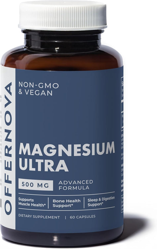 High Absorption Magnesium Ultra Supplement - 500mg Vegan Citrate & Oxide Complex for Sleep, Digestion, Muscle Health - Constipation Relief - Men & Women