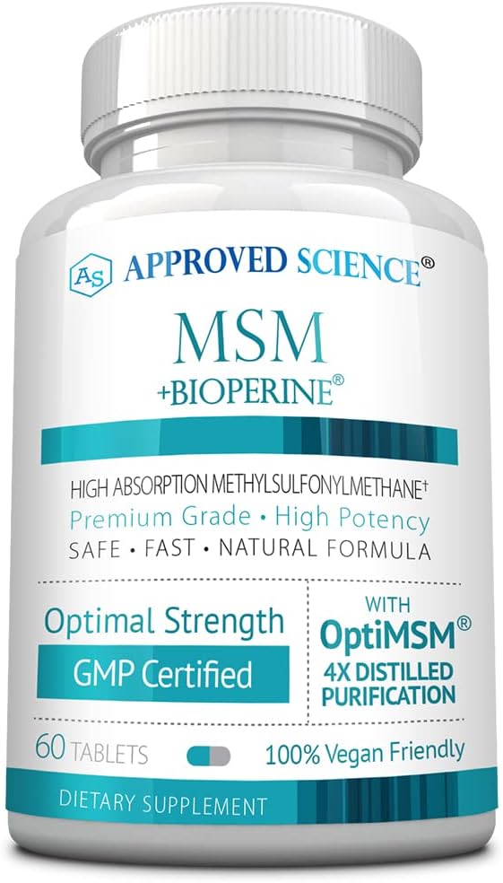 High Absorption OptiMSM 2000 mg Tablets for Joint, Muscle, and Skin Health - Immune Boosting Vegan Supplement - Fast Absorption - Non-GMO - Made in USA