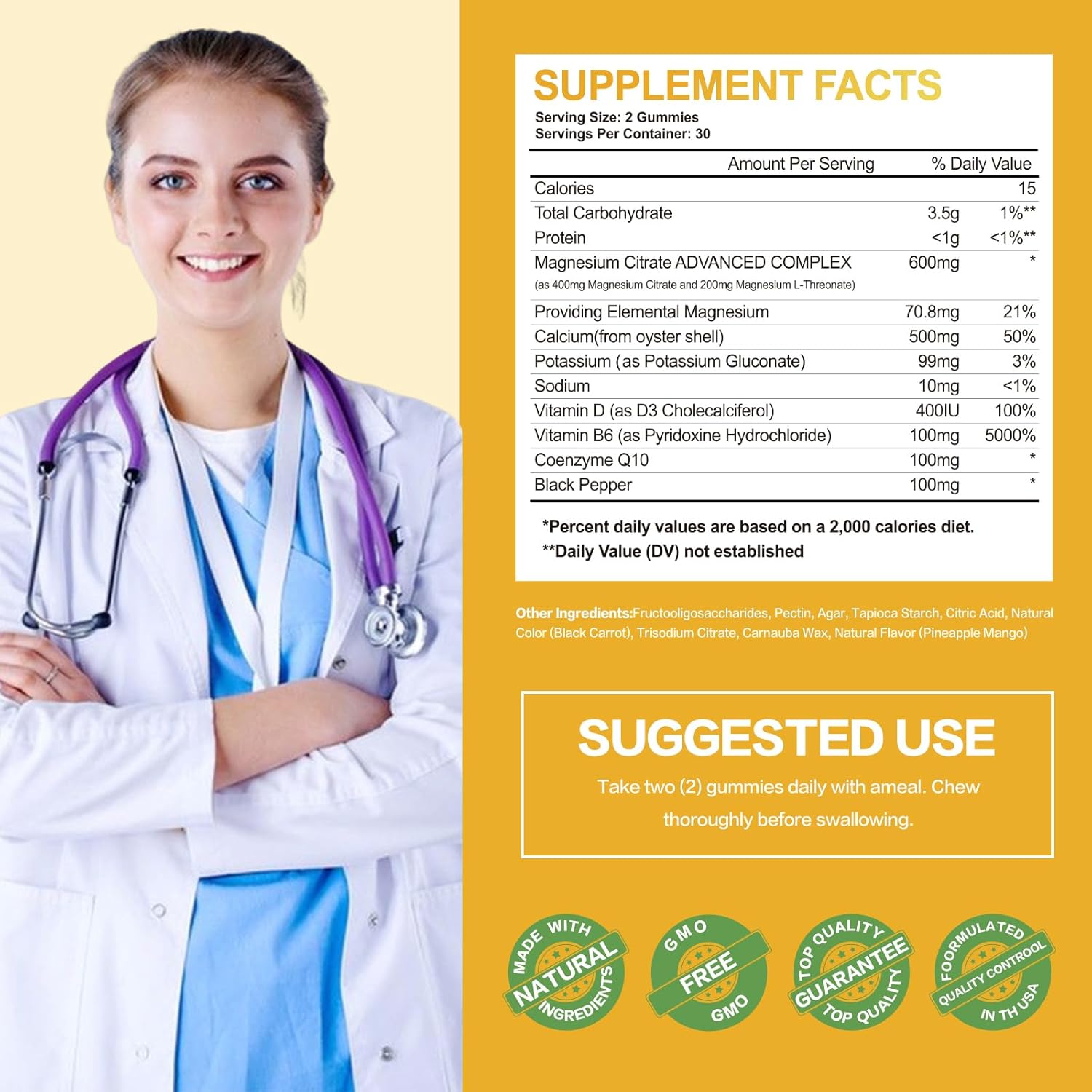 High Absorption Potassium Magnesium Gummies - 99mg Potassium Citrate, 400mg Magnesium Citrate - Chewable Mango Pineapple Gummy Supplements for Adults & Kids - 60 Count