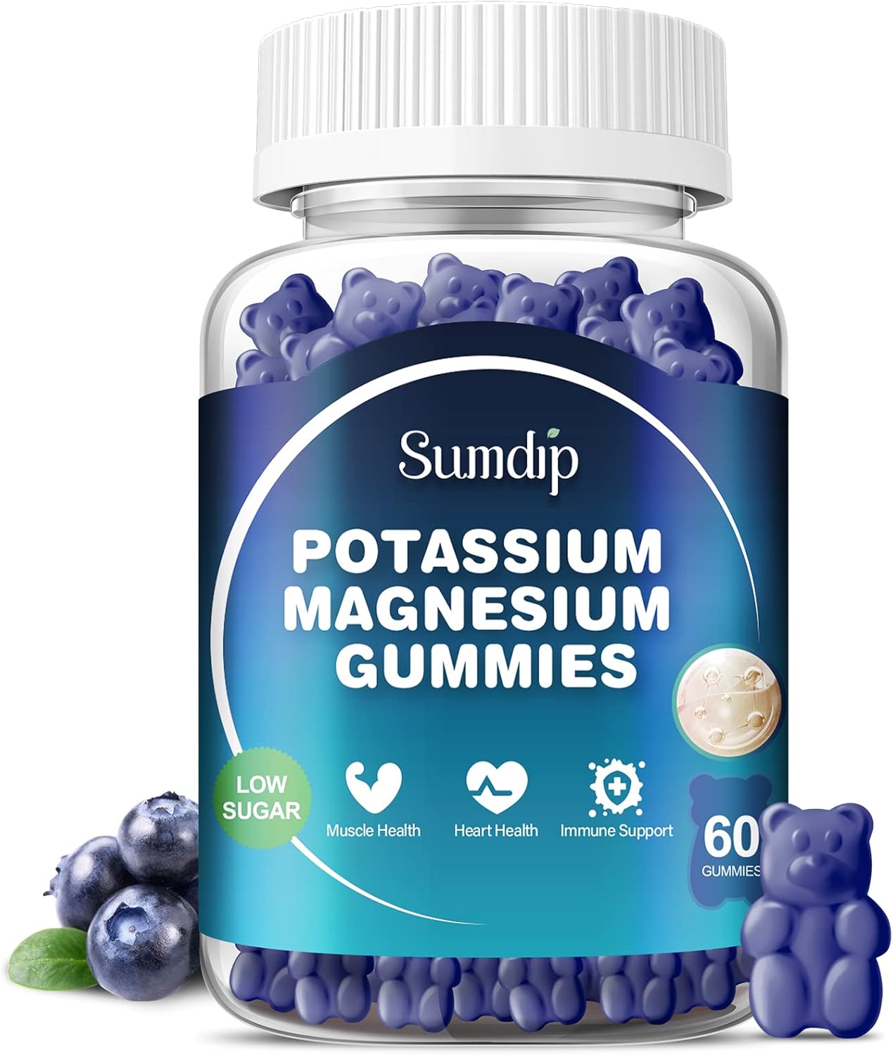 High Absorption Potassium Magnesium Gummies for Leg Cramp Support - 60 Gummies for Men and Women