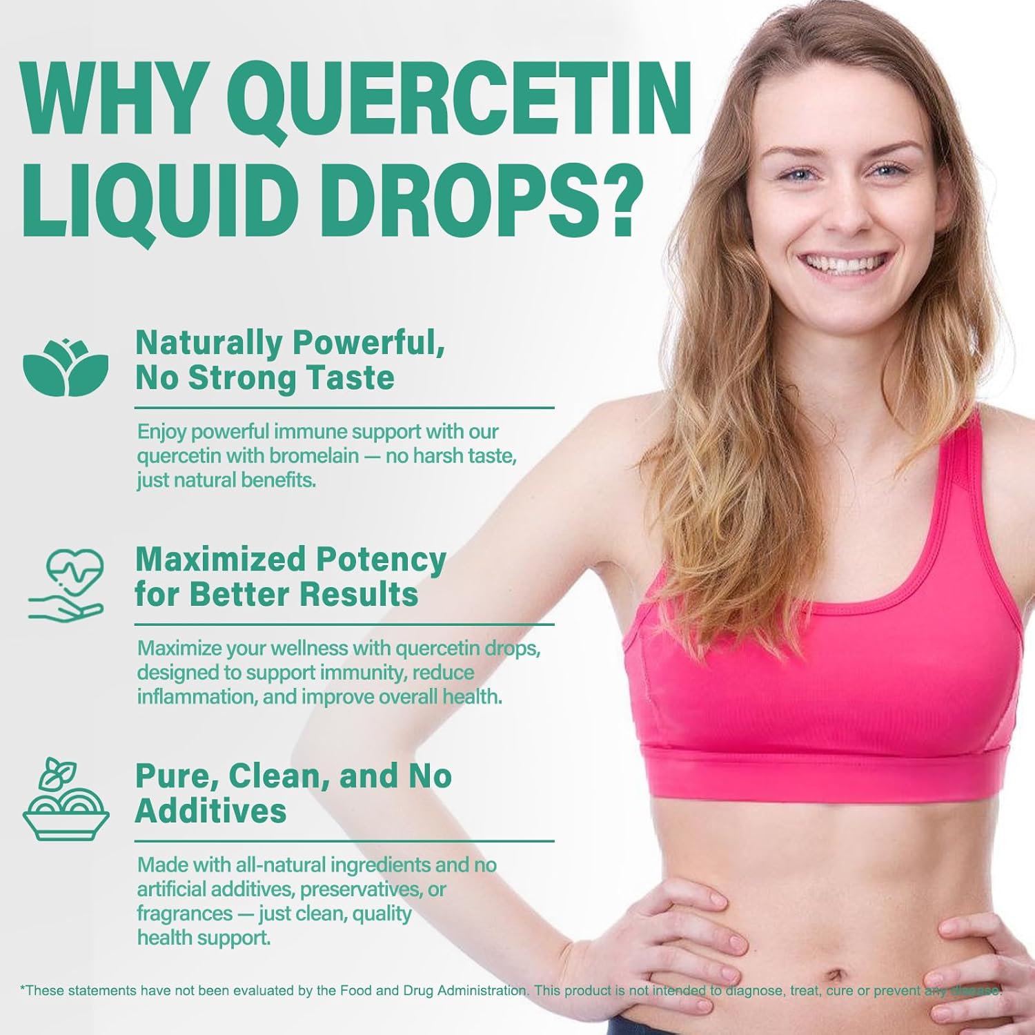 High Absorption Quercetin Drops with Bromelain, Elderberry, Nettle Leaf, and Vitamin C Liquid Supplements for Immune Support