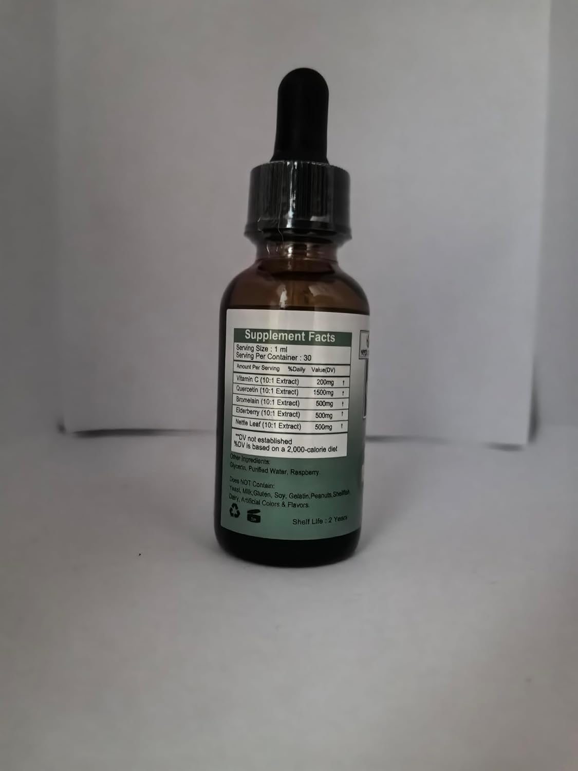 High Absorption Quercetin Drops with Bromelain, Elderberry, Nettle Leaf, and Vitamin C Liquid Supplements for Immune Support