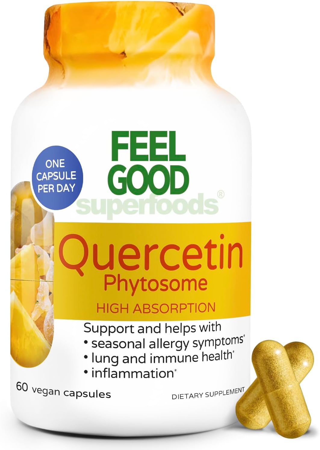 High Absorption Quercetin Phytosome Capsules for Immune & Respiratory Health - Premium Antioxidant Supplement - 60 Count