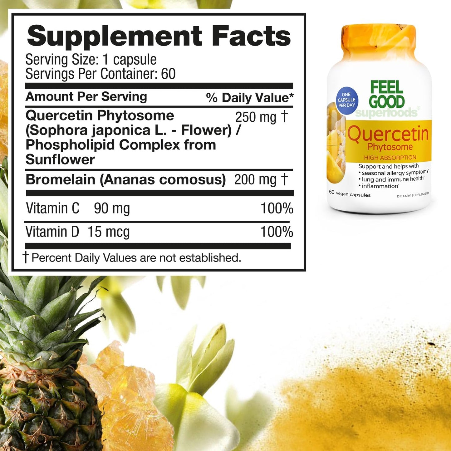 High Absorption Quercetin Phytosome Capsules for Immune & Respiratory Health - Premium Antioxidant Supplement - 60 Count