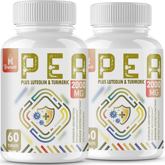 High Absorption Rosmolo 1500 MG Palmitoylethanolamide with Luteolin & Turmeric - Micronized Pea Supplement for Discomfort - 120 Tablets, USA Made