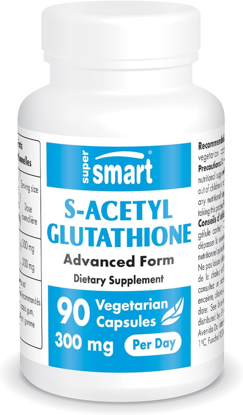 High Absorption S-Acetyl Glutathione Supplement - 300mg Daily Dose - Stable L-Glutathione Tripeptide - Non-GMO, Gluten Free - 90 Capsules