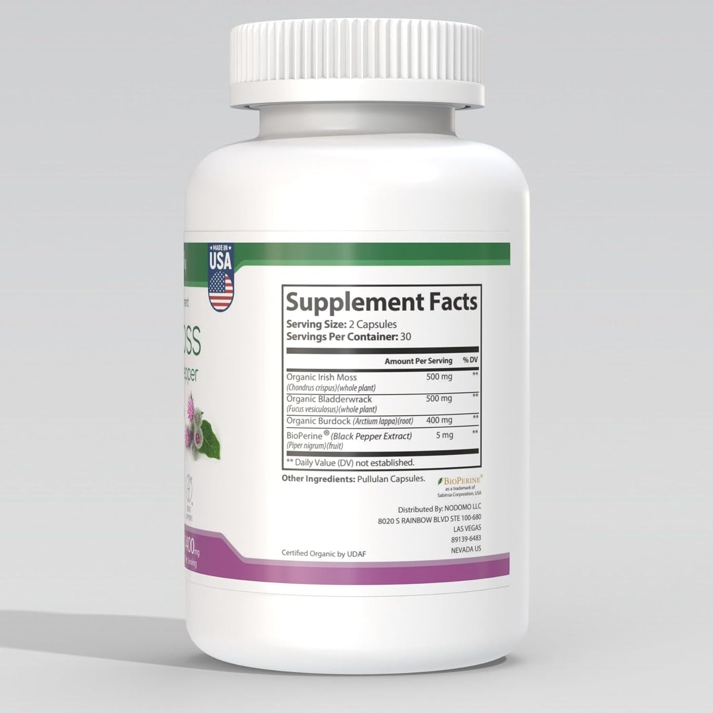 High Absorption Sea Moss Supplement 1500mg with Irish Moss, Burdock, and Bladderwrack Root - Raw Non-GMO Cell Food for Immune Support