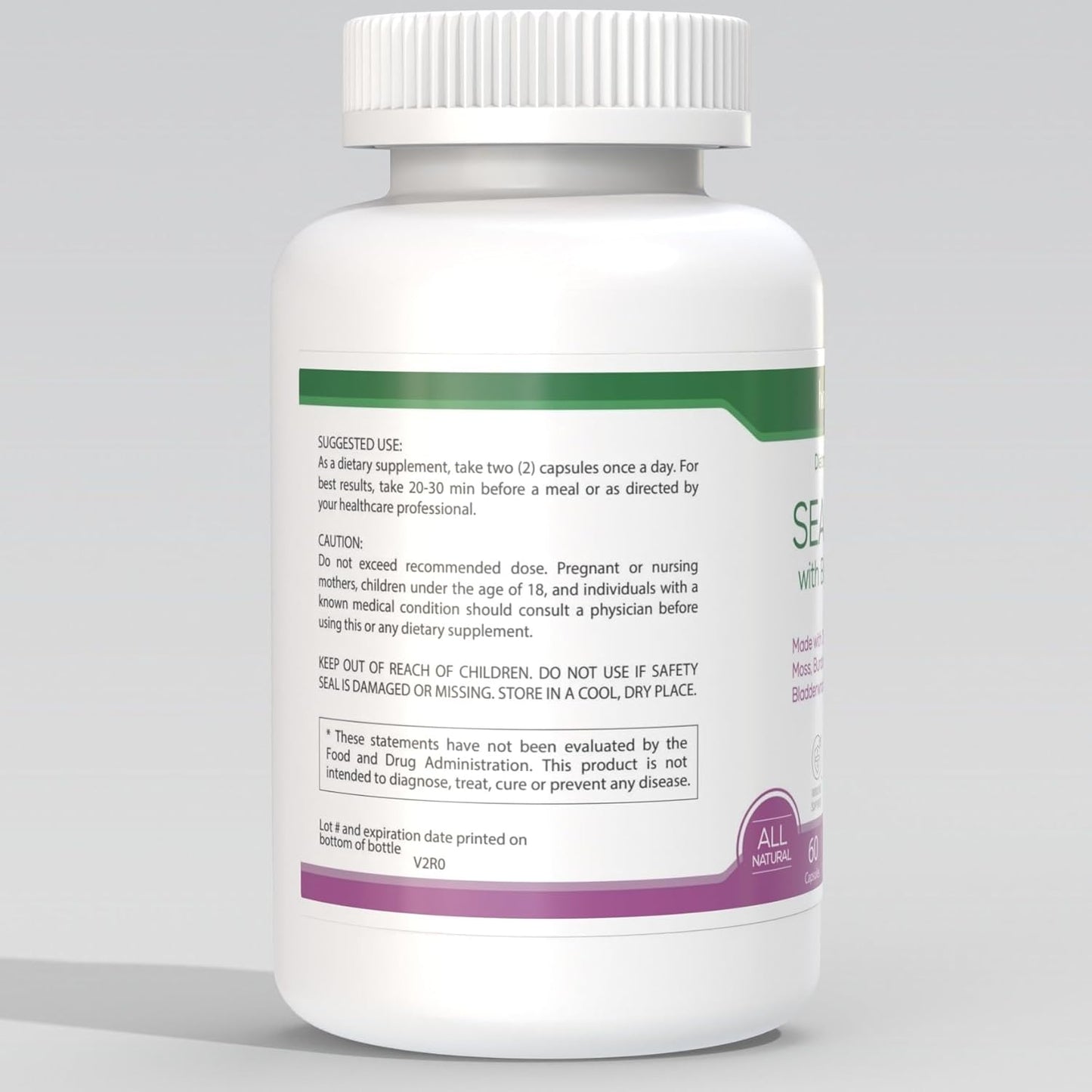 High Absorption Sea Moss Supplement 1500mg with Irish Moss, Burdock, and Bladderwrack Root - Raw Non-GMO Cell Food for Immune Support