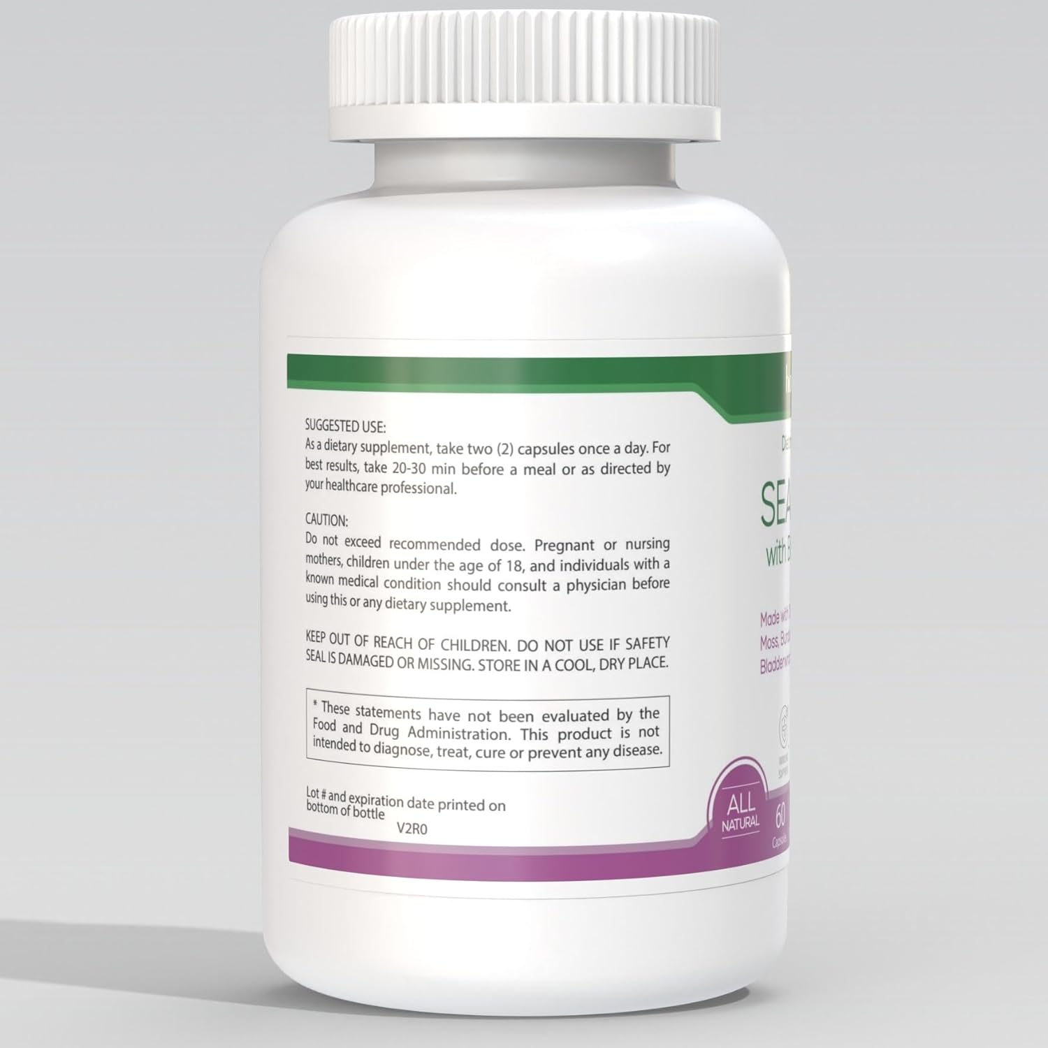 High Absorption Sea Moss Supplement 1500mg with Irish Moss, Burdock, and Bladderwrack Root - Raw Non-GMO Cell Food for Immune Support