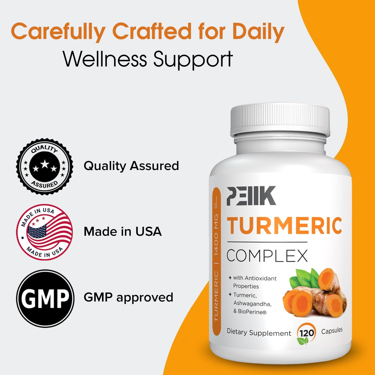 High Absorption Turmeric Curcumin Capsules with BioPerine & Ashwagandha - 95% Curcuminoids - Joint Support - 120 Caps