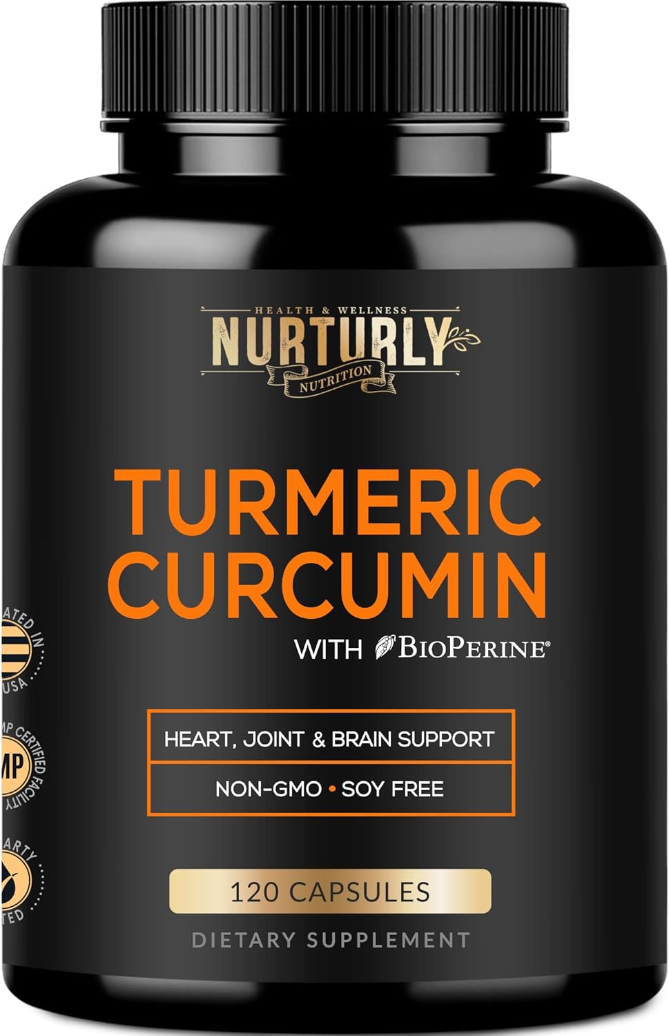 High Absorption Vitamin B Complex & Turmeric Curcumin Supplement for Joint & Heart Health - Includes B1, B2, B3, B5, B6, B7, B9, B12, & Biotin - 1300mg Turmeric Formula by NURTURLY