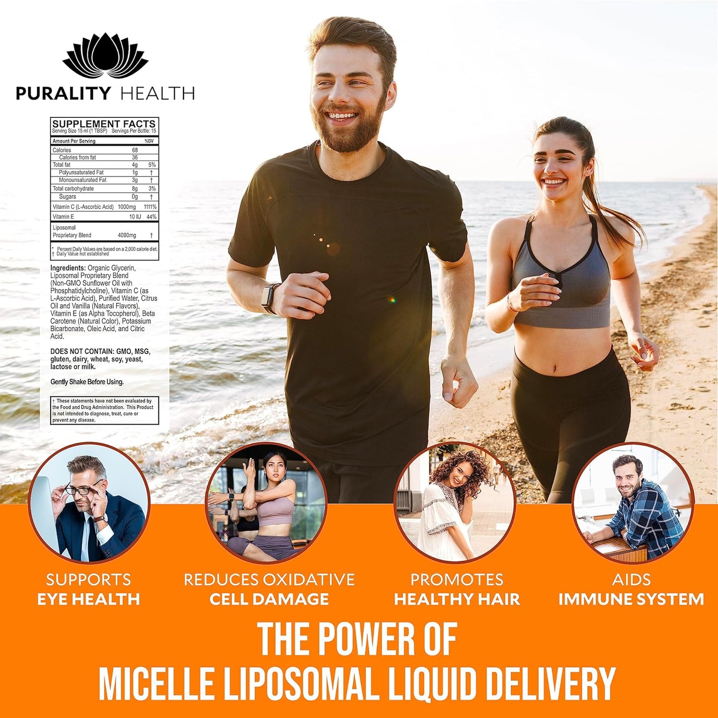 High Absorption Vitamin C Liquid Supplement - 1000mg per Serving - Non-GMO, Gluten Free, Vegan - 15 Day Supply