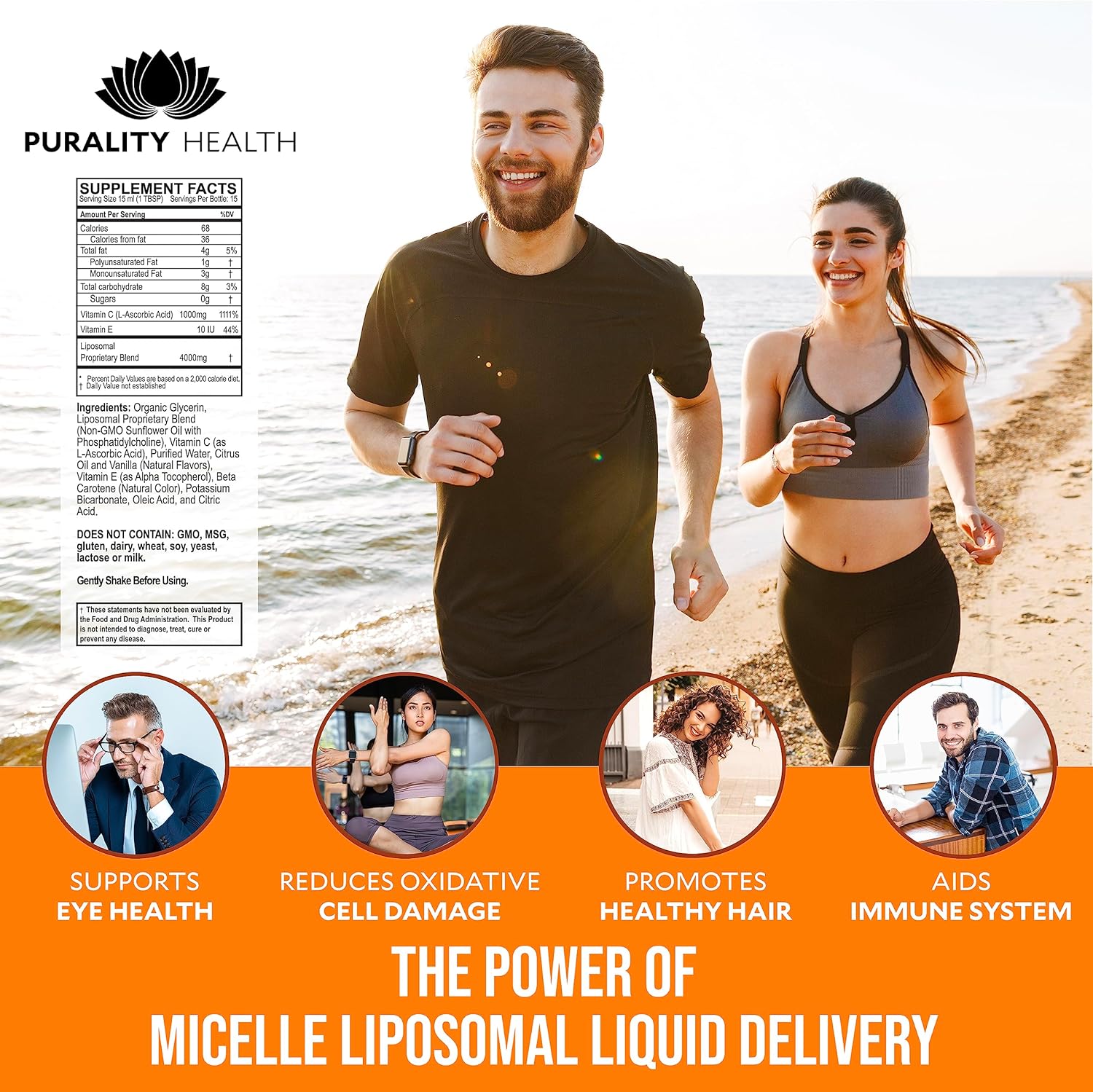 High Absorption Vitamin C Liquid Supplement - 1000mg per Serving - Non-GMO, Gluten Free, Vegan - 15 Day Supply