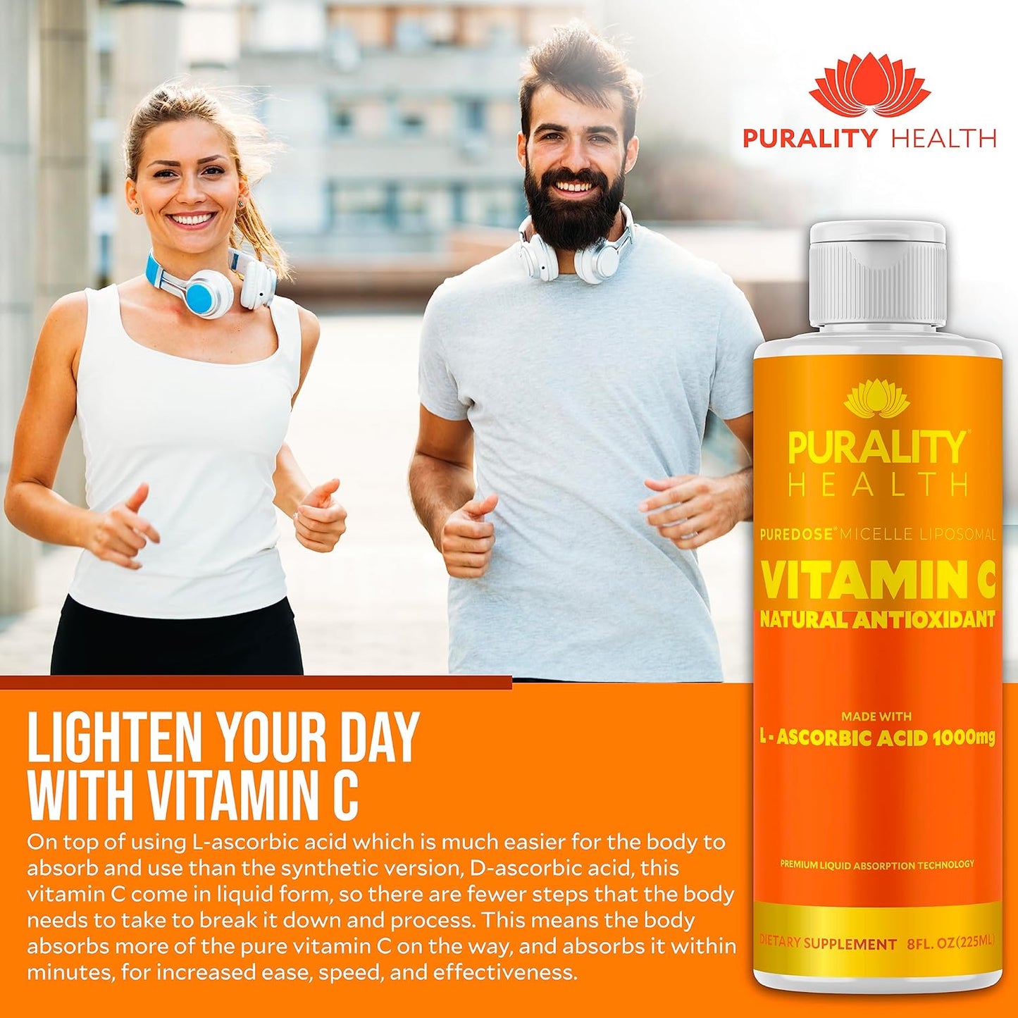 High Absorption Vitamin C Liquid Supplement - 1000mg per Serving - Non-GMO, Gluten Free, Vegan - 15 Day Supply