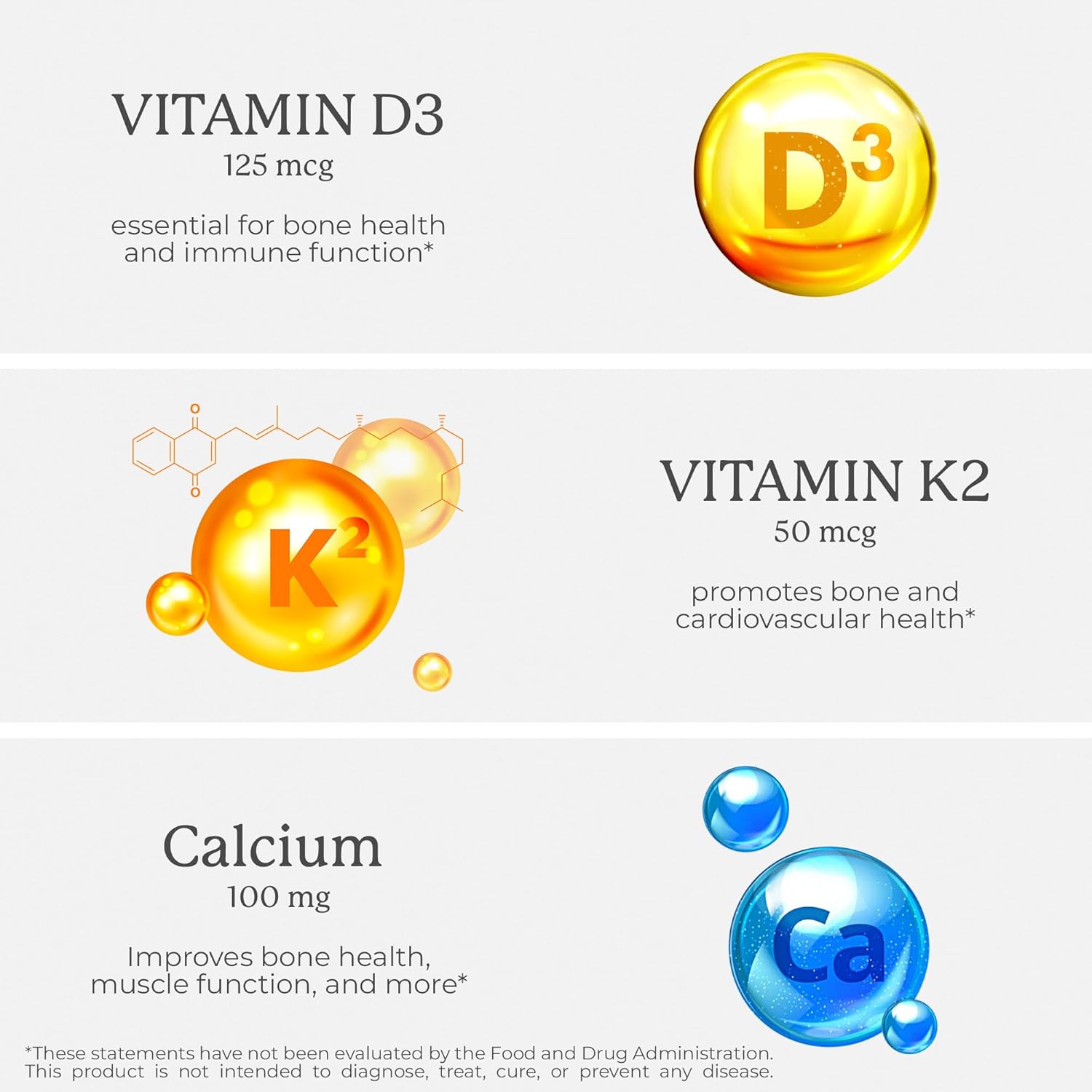 High Absorption Vitamin D3 K2 Complex with Calcium & Phosphorus - 5000 IU D3, MK-7 K2 - 60 Vegan Capsules