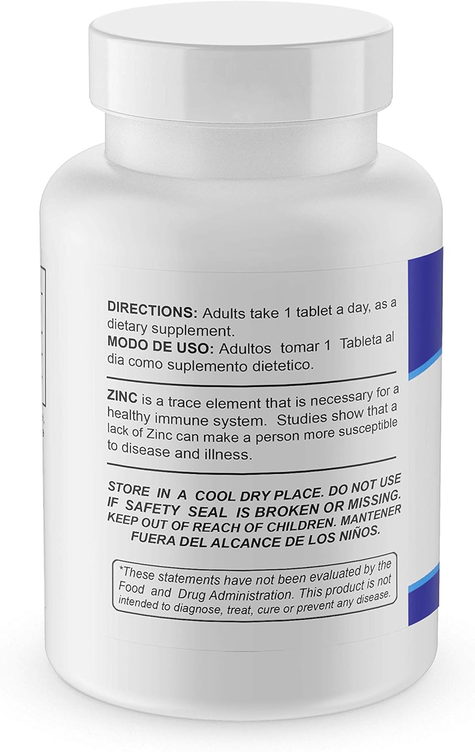 High Antioxidant 100mg Zinc Gluconate Supplement for Immune System and Skin Health - 120 Tablets