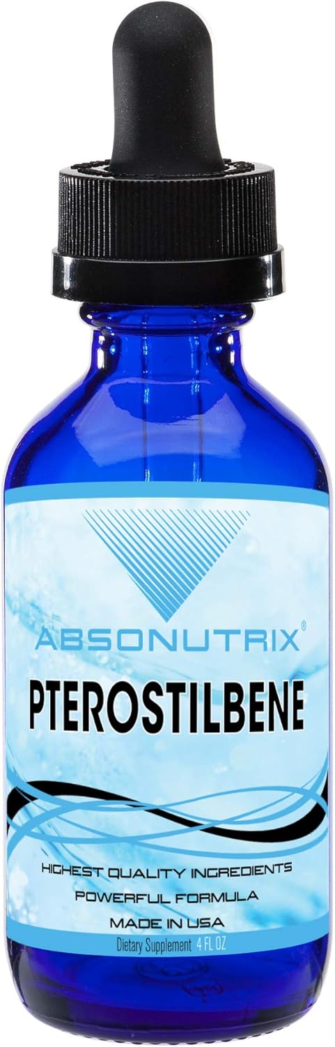 High Bioavailability Absonutrix Pterostilbene Liquid Drops - 300 mg, 4 Fl Oz - 200 Servings - Third-Party Tested - GMP-Certified - Non-GMO - Made in USA