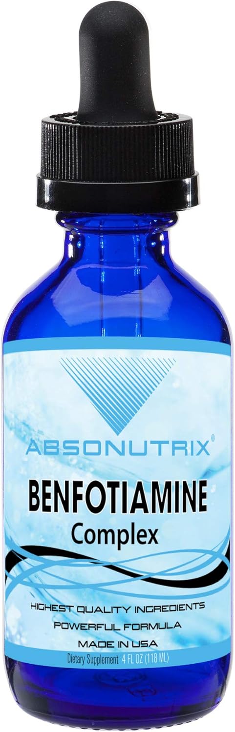 High Bioavailability Benfotiamine Complex 300 mg - 4 Fl Oz Bottle, 200 Servings - Quick Absorption - Potent Ingredients - Non-GMO - Made in USA