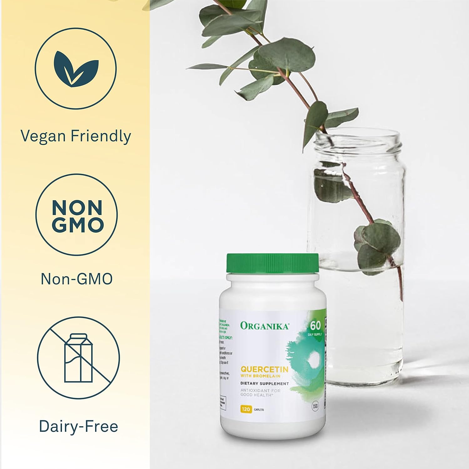 High Bioavailability Quercetin with Bromelain Tablets for Immune Support & Allergy Relief - 120 Count