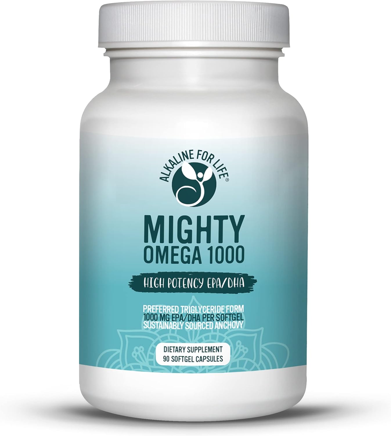 High Dose Alkaline for Life Mighty Omega 1000 Fish Oil Supplement - 1000mg EPA DHA Per Capsule - South Pacific Anchovy Sourced Omega 3 Fatty Acid