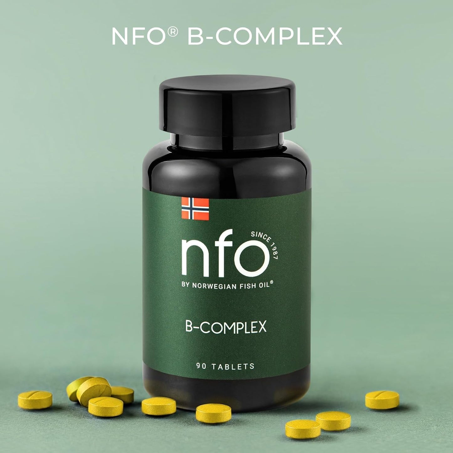High-Dose Norwegian Vitamin B Complex Tablets for Men and Women - B1, B2, B3, B5, B6, B9, B12 - 90 Tablets - Natural Multivitamin Formula from Norway