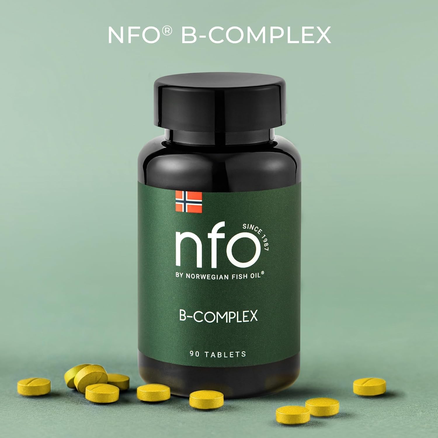 High-Dose Norwegian Vitamin B Complex Tablets for Men and Women - B1, B2, B3, B5, B6, B9, B12 - 90 Tablets - Natural Multivitamin Formula from Norway