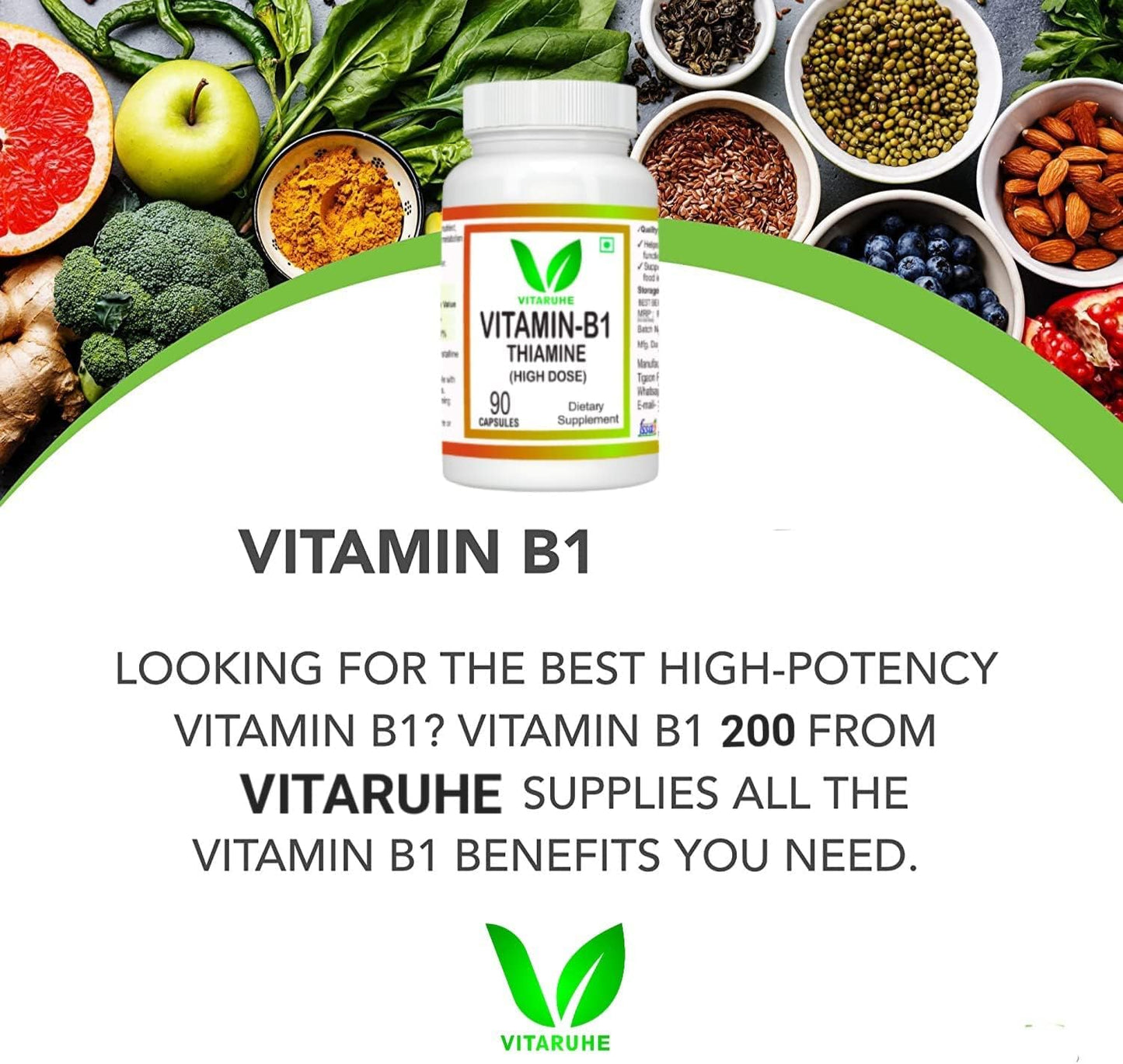 High Dose Vitamin B1 (Thiamine) Capsules - 90 Count by Kavir