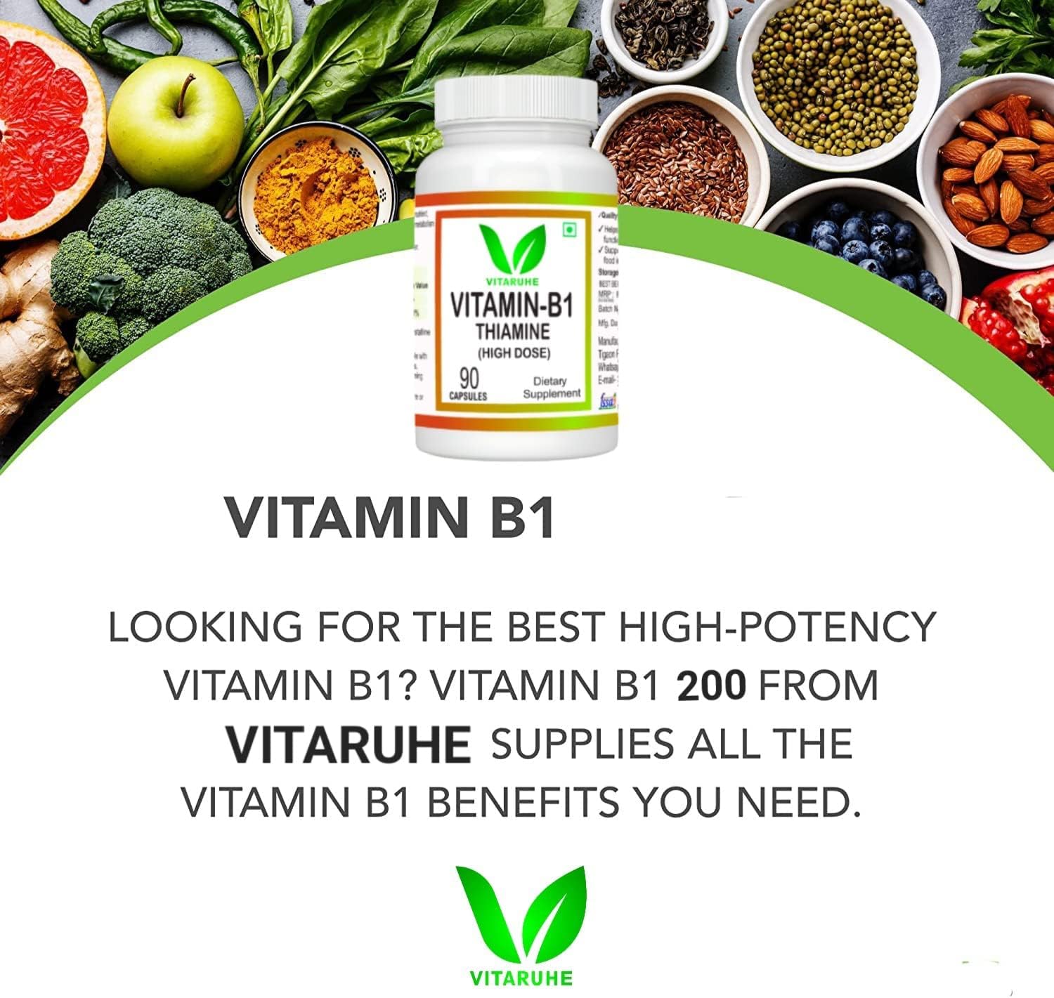 High Dose Vitamin B1 (Thiamine) Capsules - 90 Count by Kavir