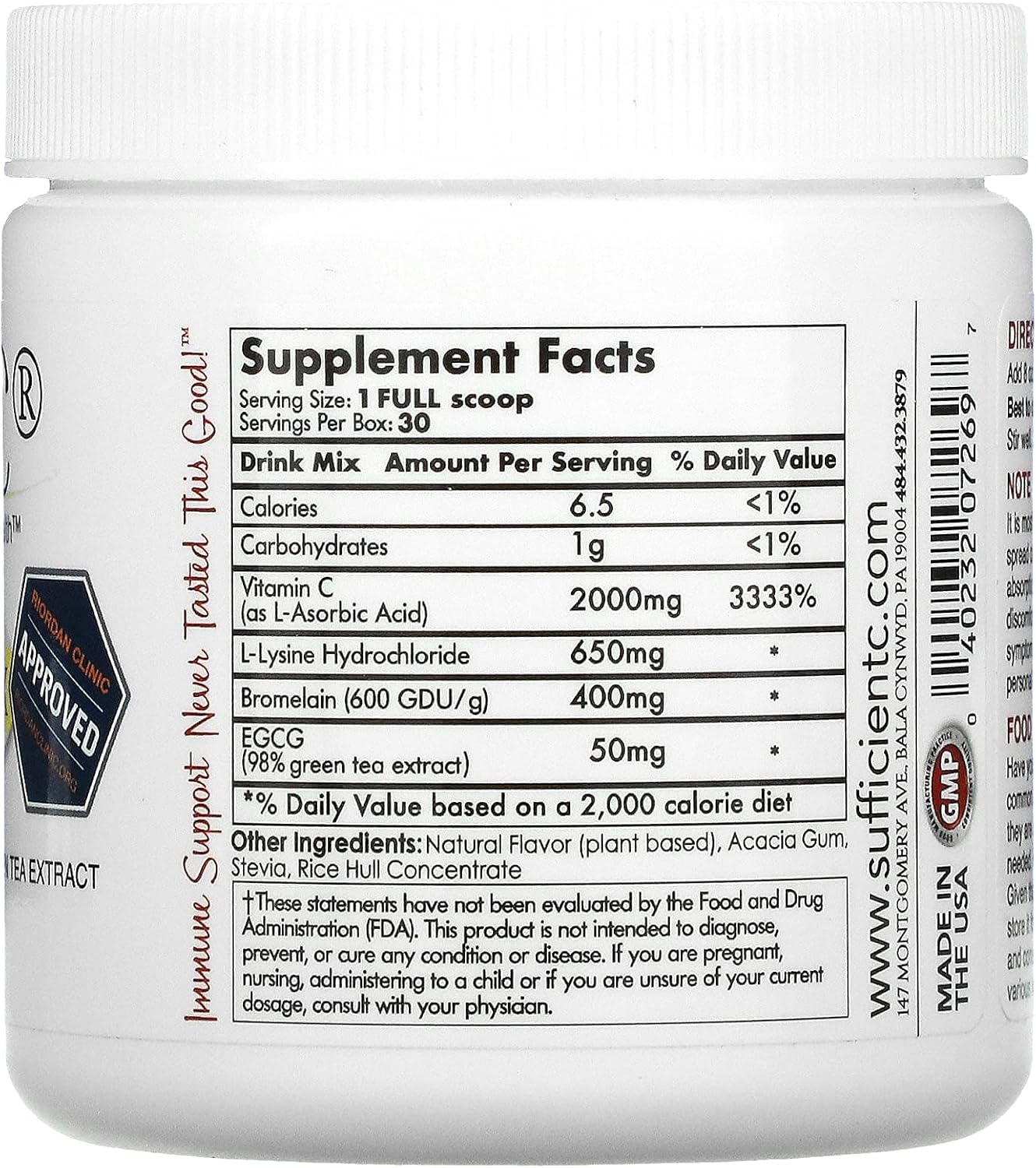 High Dose Vitamin C Lemon Peach Immune-Ade Drink Mix - 125g Pack of 3