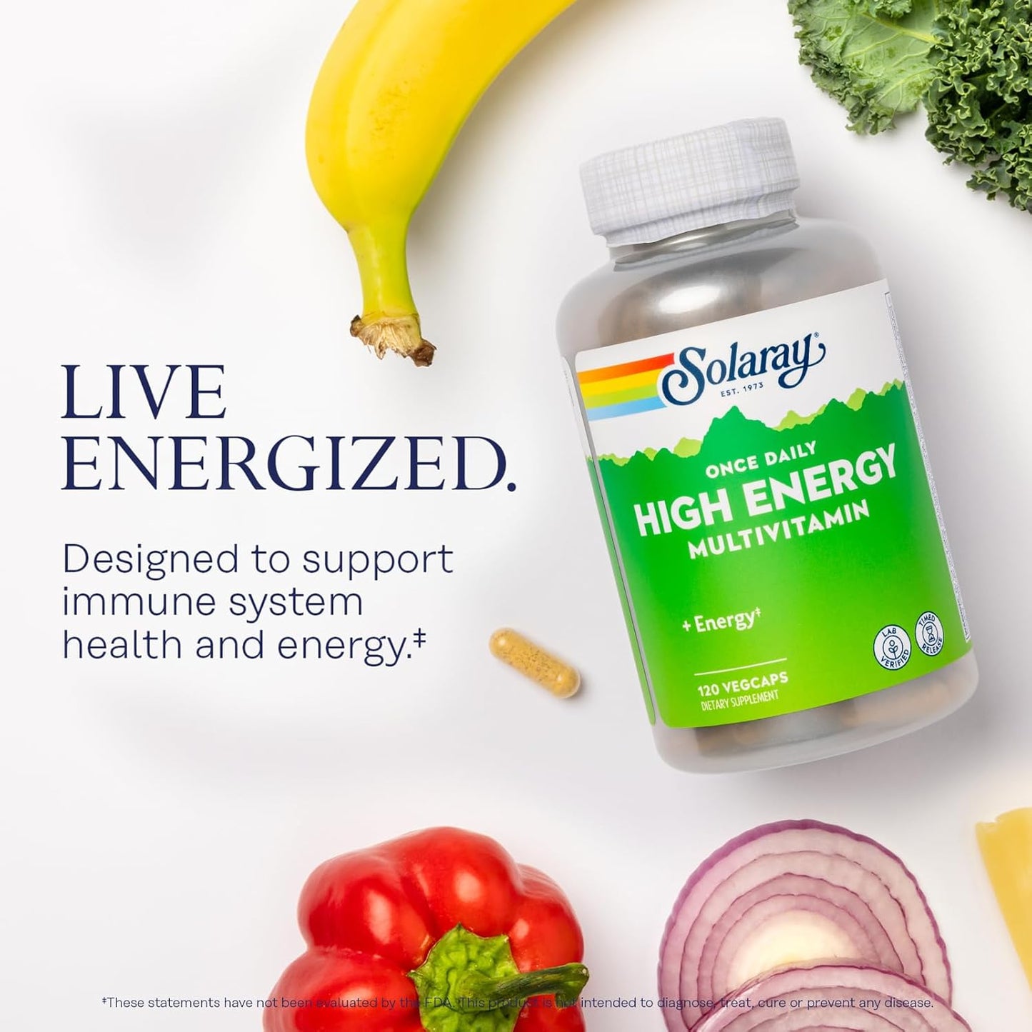 High Energy Multivitamin by SOLARAY | Timed-Release Formula | Whole Food & Herb Base | Non-GMO | Daily Use
