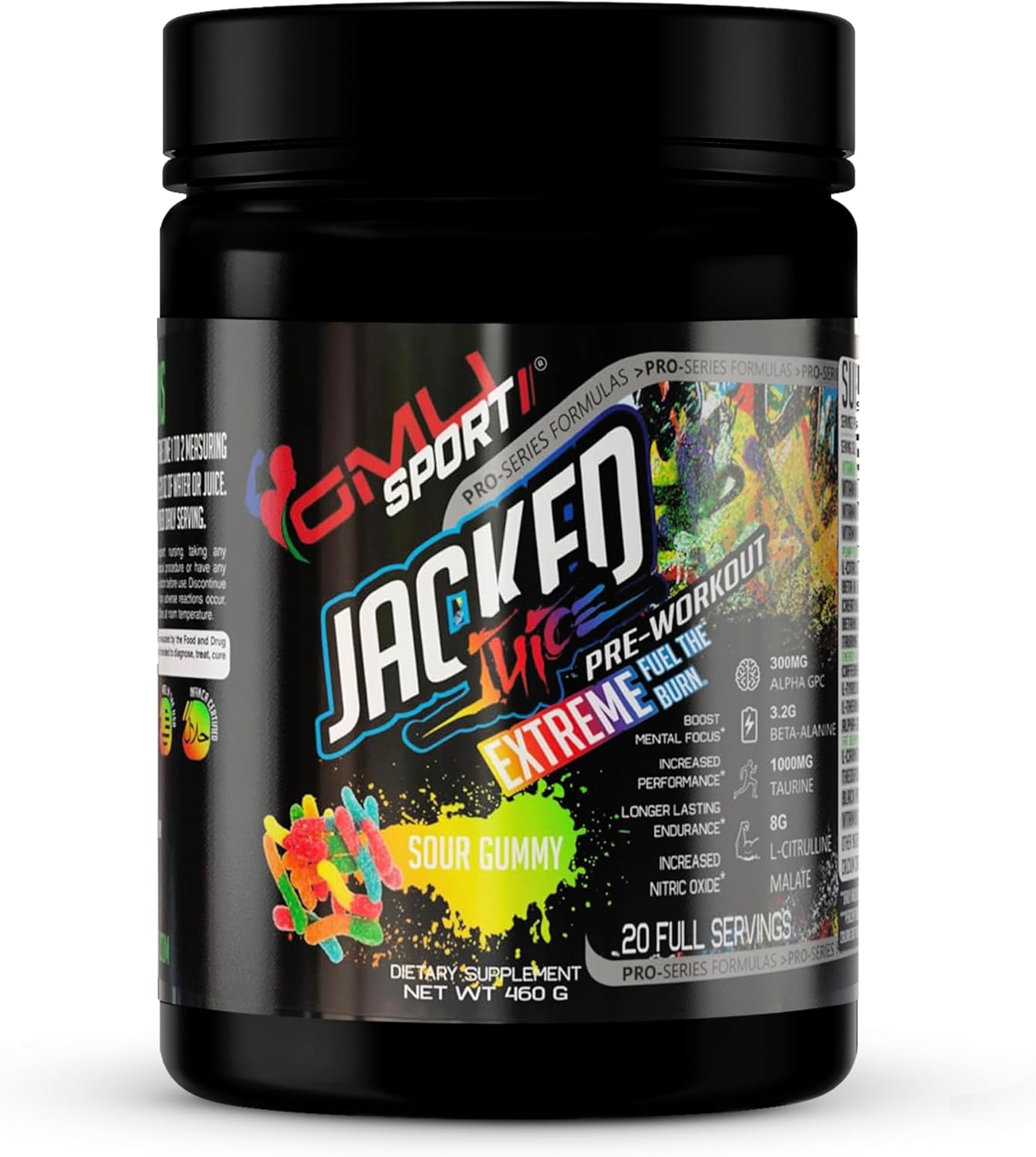 High Energy Pre-Workout Powder for Men & Women - GMU SPORT Jacked Juice with Citrulline Malate, Creatine, Beta Alanine, B-Vitamin Boost - 40 Servings