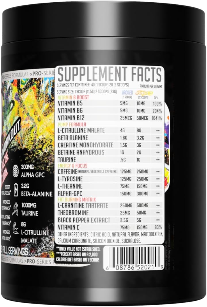 High Energy Pre-Workout Powder with Citrulline Malate, Creatine & B-Vitamin Boost - 40 Servings
