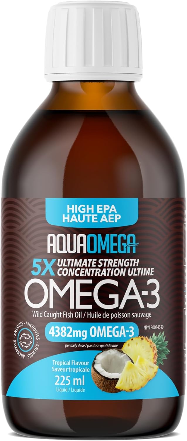 High EPA Omega-3 Liquid Supplement with DHA and Vitamin D - Wild Caught Fish Oil - 4382mg Omega-3 - Burpless Formula - 7.60 Fl Oz
