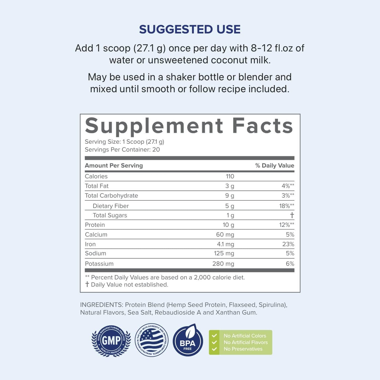High-Fiber Plant Protein Blend Shake - Gundry MD® Pro Plant Complete (Vanilla) - 20 Servings