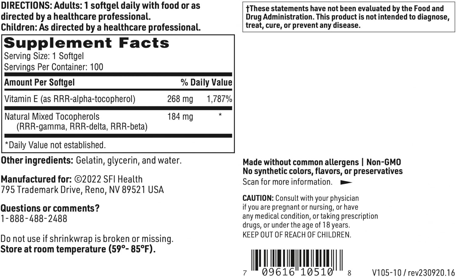 High Gamma Tocopherol Vitamin E Supplement - Klaire Labs Pure-E Softgels with Natural D-Alpha & Mixed Tocopherols (100 Count)