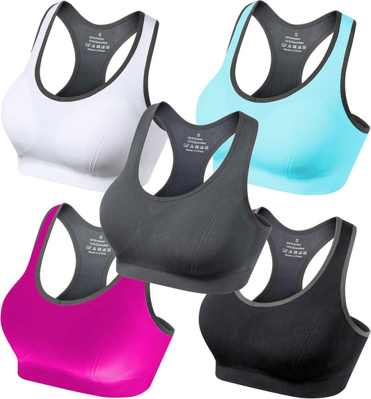 High Impact Padded Racerback Sports Bras for Women - Ideal for Yoga, Gym, and Fitness Workouts