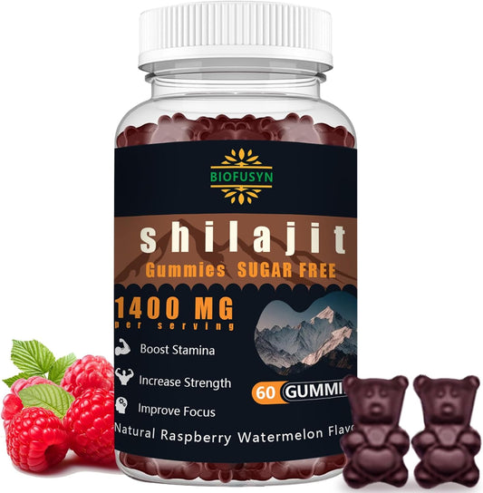 High Mineral Shilajit Gummies for Energy & Immunity - 1400mg, Pure Himalayan Formula with Fulvic Acid, Men & Women, Raspberry Watermelon